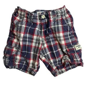 Oshkosh B’Gosh‎ Blue Plaid Cargo Shorts Size 2T